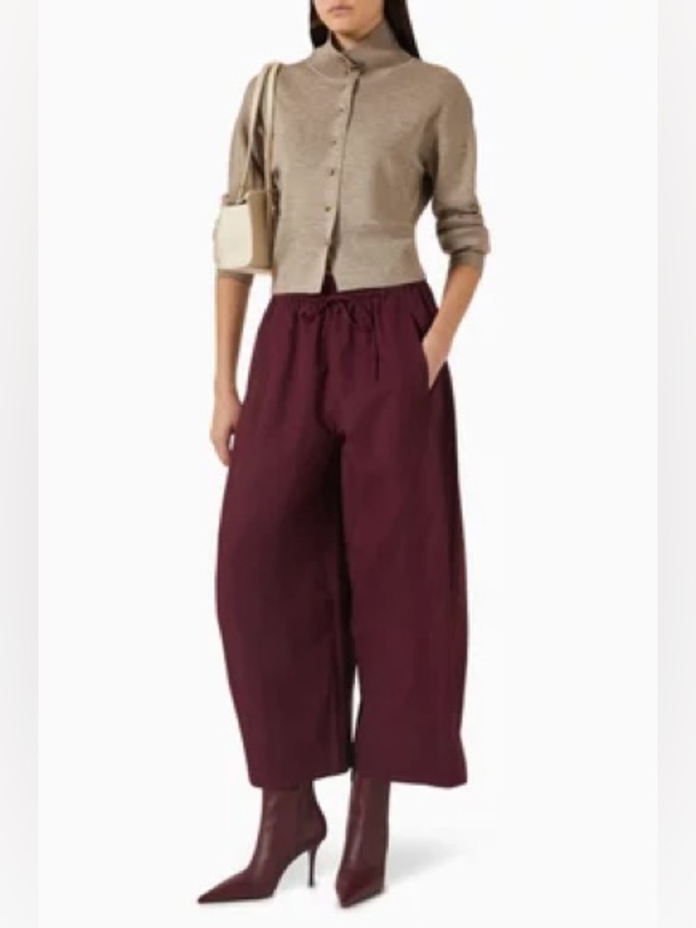 COS elasticated barrel pants in dark red size 6
Sold out color